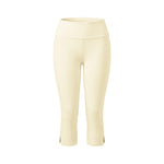 Women’s Solid Color Capri Pants Fold Over Elastic Waist Split Hem Bodycon Cropped Pants Summer Daily Casual Joggings Leggings