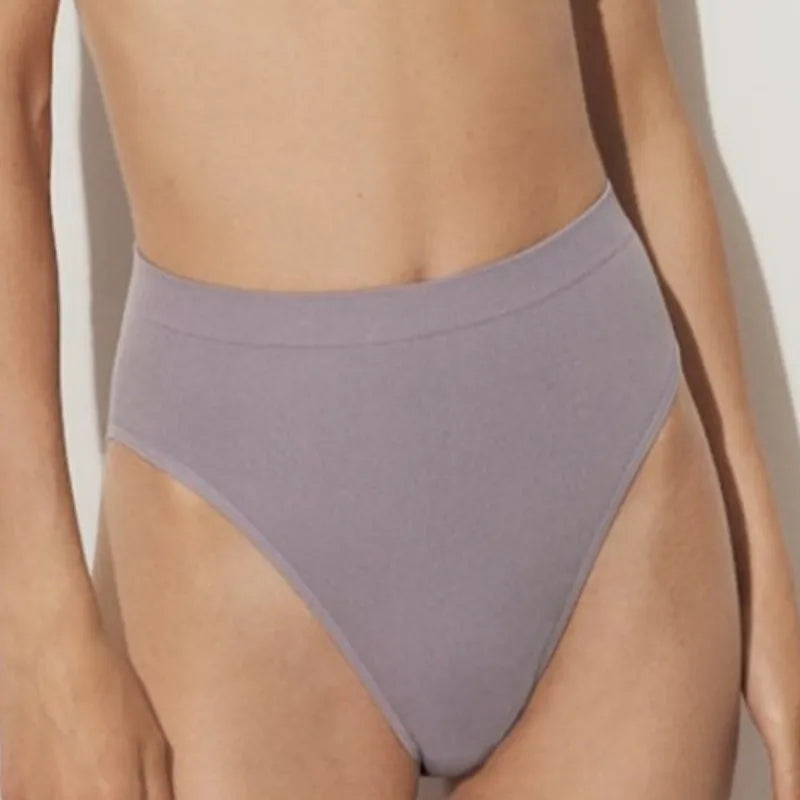 3Pcs/Set Seamless Panties Women High Waist Briefs High Cut Sports Bottom Underwear Female Stretch Rib Underpants Sexy Lingerie