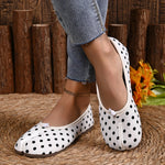 Women Tabi Split Toe Polka Dot Ballet Flats Bow Decor Slip On Soft Sole Lightweight Retro Casual Daily Walking Shoes