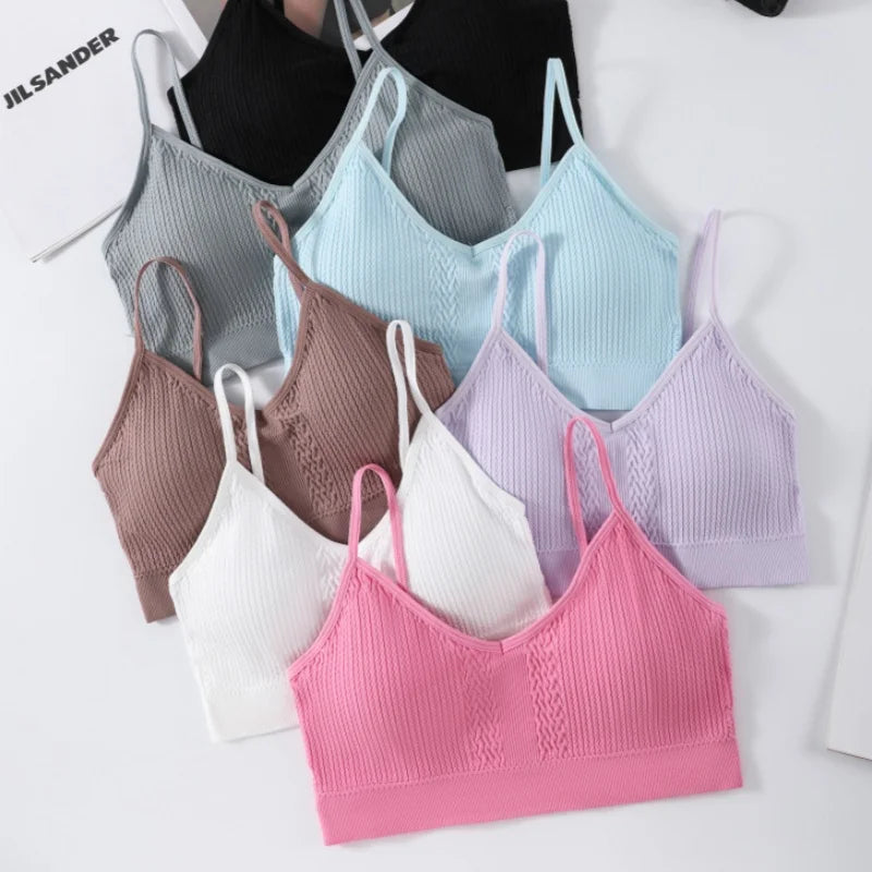 Seamless Bras For Women Wire Free Padded Brassiere Sports Underwear Comfort Crop Top Solid Color Sexy Lingerie M-XL Intimates