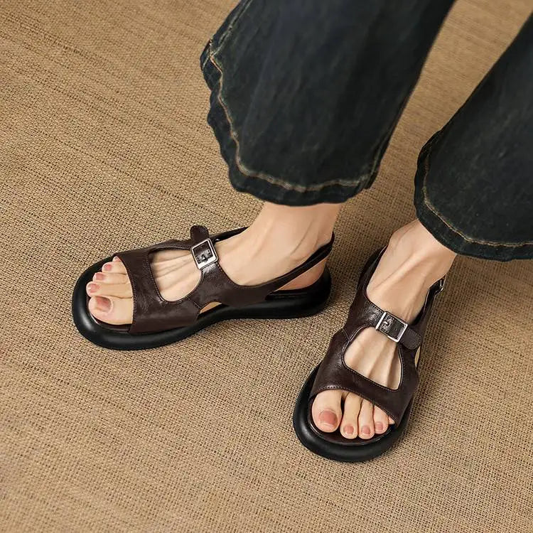 Spring and Summer New Model Fashion Low Heel Women's Shoes Fish Mouth Open-toe Buckle Casual Student Women's Sandals High 2.5cm