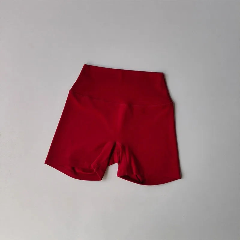 Women's High-Waist Quick-Drying Yoga Sports Shorts Nude Summer Fitness Running Training Three Quarter Length