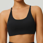 Sexy Soft Fitness Sport Bra Spaghetti Strap Cross Back Hollow Women Top Tight Gym Yoga Underwear Athletic Workout With Chest Pad