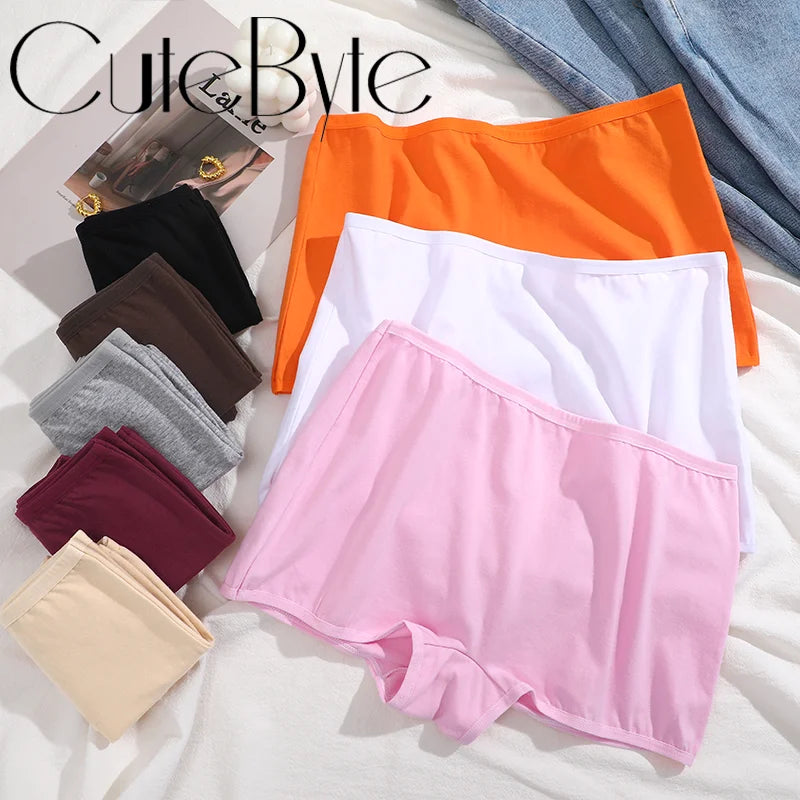 New Women's Panties Cotton Seamless Sports Boxers Underwear Female Solid Color Briefs Cozy Lingerie Intimate Underpants XS-XL