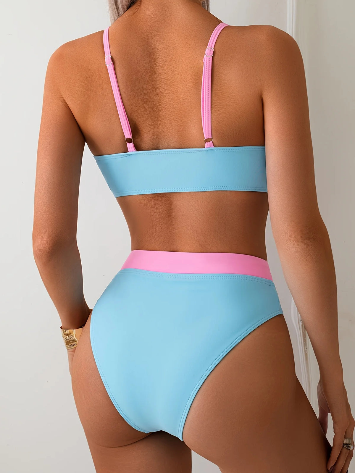 ZTVitality Swimsuit Women Bikinis Set Sexy Patchwork Bikini Beachwear High Waist Tow-Piece Swimwear Bathing Suit Push Up Biquini