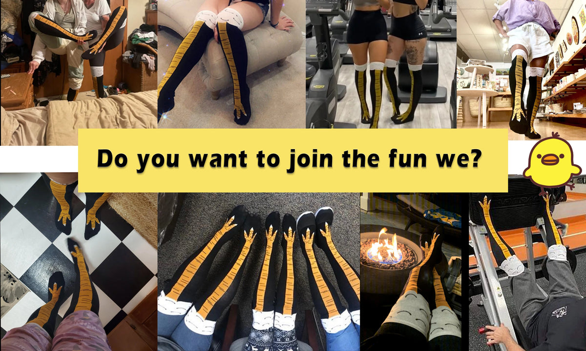1/2 Pairs Women Knee High Socks Trendy Cartoon Funny Chicken Claw Socks Fitness Sports Casual Slim Leg Long Tube Socks Women