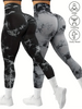 CZGUKE 2-PCS Tie Dye Seamless Women's High Waisted Yoga Pants Tight Waist and Hip Lifting Elastic Wide Waist Sports Leggings