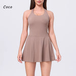 DIAS FIT JOY Anti-Peek Tennis Skirt Cycling One-Piece Fitness Yoga Skirt Hollowed Out Beautiful Back