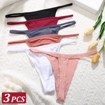 New 3PCS/Set Cotton Bikini Panties Women Sexy Solid Color Low Waist Thongs Female Breathable G-String Underwear Comfort Lingerie