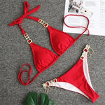 Luxury Rhinestone Bikini Women 2025 Sexy Orange Yellow Crystal Diamond Push Up Thong Swimsuit Beach Bathing Suit Tanga Swimwear