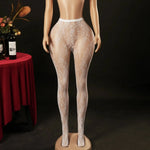 Leggings Tights One-piece Bare Leg Illusion Sexy Women's Floral Elastic Footed Fishnet Stockings Transparent Flower Print MXG2