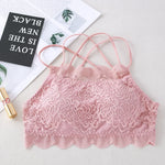 Lace Bra Tube Top Women Non-wire Bra Top Cross Straps Crop Top Beauty Back Underwear Floral Lace Bralette Sexy Lingerie
