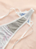 Women's 3-piece set of multi-color digital pattern thong with no trace low waist hollow out easy to wash and dry underwear C927