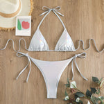 Sexy Red Shiny Triangle Micro Thong Bikinis Sets for Women Mini Swimwear Bathing Suits String Halter Bikini Mujer Swimsuit 2026