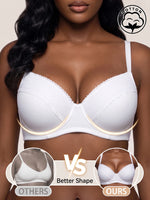 Women Solid Cotton Bra Lace Full Coverage Support Push Up Bra Skin-friendly Comfort Adjustable Lingerie