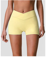 Outdoor Running Yoga Shorts Women Summer Crossed V Waist Hip Lifting Fitness Tight Sports Pants Quick Drying Gym Fitness Shorts