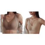 2Pcs/Set Seamless Bras For Women V-neck Non-wire Push Up Bra Comfort Shoulder Straps Padded Underwear M-4XL Intimates