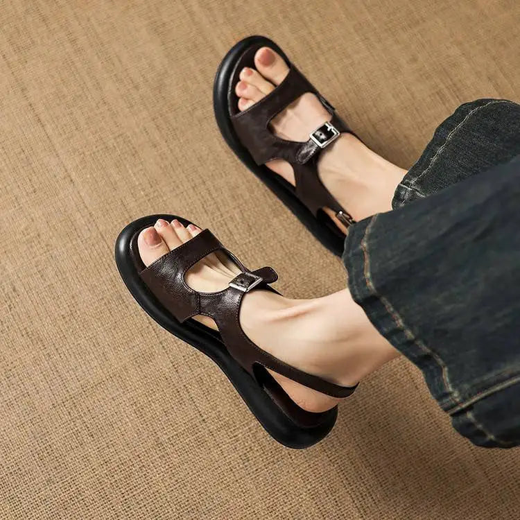 Spring and Summer New Model Fashion Low Heel Women's Shoes Fish Mouth Open-toe Buckle Casual Student Women's Sandals High 2.5cm