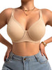 Plus Size Solid Women Bra Thin No Lining Push Up & Shaping Bra Breathable Mesh Underwire Lingerie 1XL-5XL