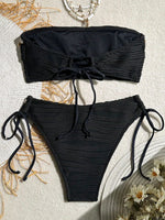 XS - XL Wrinkled High Cut Bandeau Bikini Women Swimwear Female Swimsuit Two-pieces Bikini Set Shells Bather Bathing Suit Swim