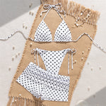 White Dot Print Micro Thong 3 Piece Bikinis Sets Bottoms Shorts Swimwear Sexy Swimsuit Woman 2026 Halter String Triangle Bikini