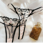 Sexy Lace Flowers Embroidery Lingerie Set Summer Ultra Thin Breathable Bra and Thong Sets Women Wide Version Romantic Underwear