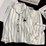 Women's Pajama Set Thin Cotton Cardigan Long Sleeve Pants Spring and Autumn Cartoon Dachshund Home Wear Set for Women Sleepwear