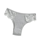 1 Pack Women's Lace Trim Ribbed Cotton Panties Breathable Low-Waist Briefs Sexy Side Lace Lingerie Skin-Friendly Underwear S-L