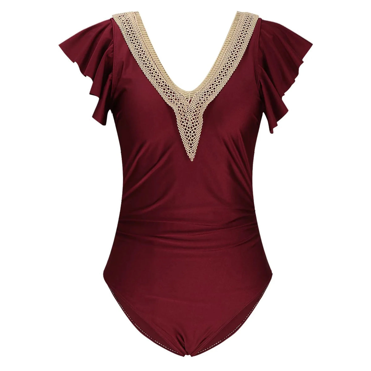 2024 Sexy Women's Lace Plunge One Piece Swimsuit Ruffle Swimwear Women Bathing Swimming Suit Female Beachwear Outdoor Bodysuit