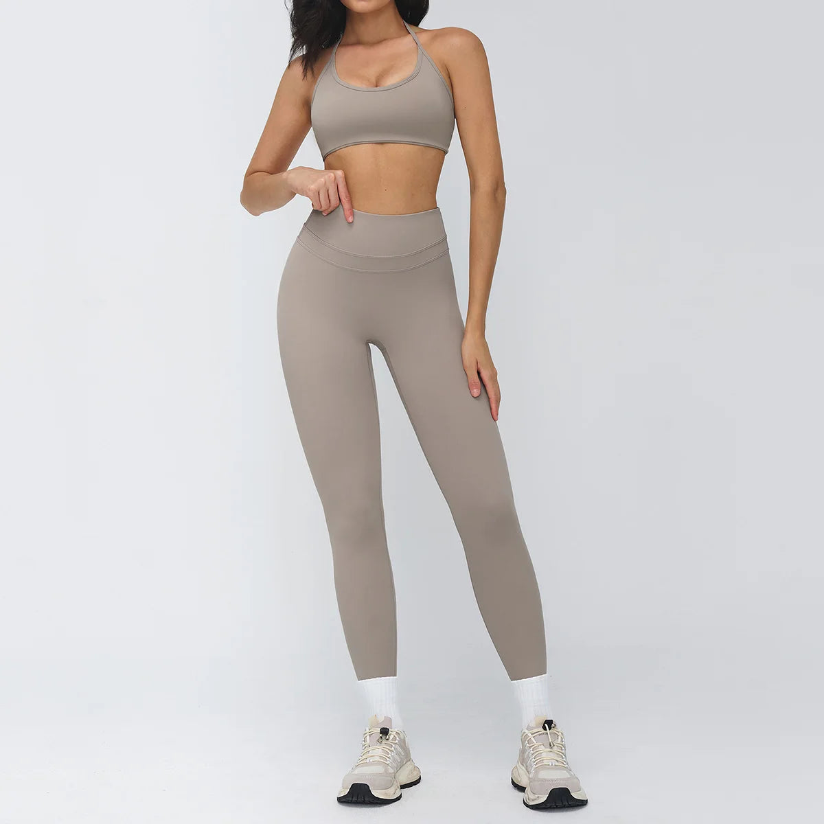2 Pieces Sportswear Women Yoga Set Gym Clothes Fitness Set Outfit Outdoor Long-Sleeved Shirt Tracksuits Sports Bra Gym Leggings
