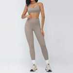 2 Pieces Sportswear Women Yoga Set Gym Clothes Fitness Set Outfit Outdoor Long-Sleeved Shirt Tracksuits Sports Bra Gym Leggings