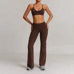 Women 2PCS Yoga Suit Sports Gym Set Tracksuit Workout Long Sleeve Shirt Fitness Flared leggings Short sleeve shorts running suit