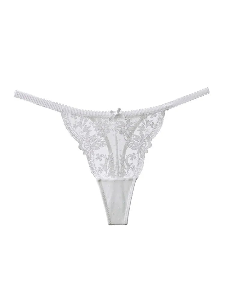 Women's French Lace Lingerie Set Sexy Ultra Thin See Through Bra & Thong Shaping Camisole Embroidery Underwear Set Hot Tushy P P