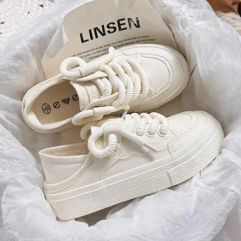 Women's Shoes WhiteNew Canvas Shoes Breathable Comfortable Platform Outdoor Casual Sports Shoes Zapatillas De Mujer