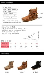 Vintage Women Boots Suede Ankle Boots Fringe Women Shoes Winter Boots Women Side Zipper Casual Shoes Ladies Snow Boot