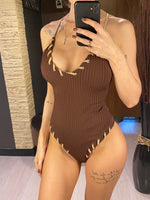 5 Colors V Neck Ribbed Cross Back One Piece Swimsuit Women Swimwear Female High Leg Cut MonokiniBather Bathing Suit Swim V6278