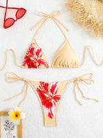 Sexy Micro Bikini 2025 Women Black Floral Print Push Up Bra Tie Side Thong Swimsuit Brazilian Beach Bathing Suit Pool Swimwear