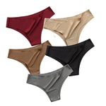 5PCS/Set Panties Women Seamless Underwear Low Rise Female Underpants Glossy Solid Color Briefs Comfort Invisible Underwear
