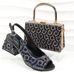 doershow Italian brown Shoes And Bag Sets For Evening Party With Stones Italian Leather Handbags Match Bags! HMP1-21