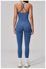 Summer Seamless Yoga Sets Women Outdoor Slimming Sports Tank Top High Waist Hip Lifting Leggings Gym Fitness Suits Tracksuit