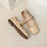 2025 Elegant Woman Square Toe Lolita Lady Barefoot Boat Gold Flats Elegant Soft Sole Ballerina Party Mary Jane Shoes