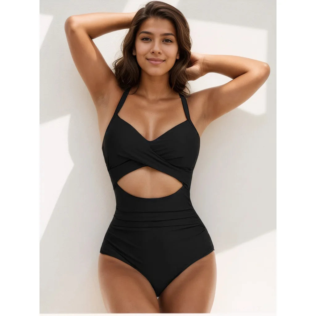 Leopard One Piece Swimsuit 2024 New Halter Push Up Swimwear Women Swimsuit Bathing Suit Beachwear Monokini Female Swimming Suits