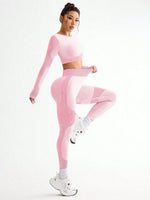 2pcs Hot-selling New Sports Tight Running Breathable Seamless Yoga Suit Women's Outdoor Fitness Suit Women's
