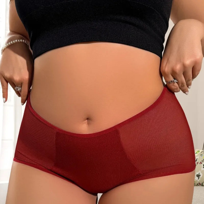 High-Quality Plus Size Women's Briefs Mid-Rise Solid Color Cotton Crotch Soft Breathable Seamless Comfortable Casual Underwear