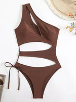 Cut Out Asymmetric One Shoulder One Piece Swimsuit Women Swimwear Female Monokini High Cut Bather Bathing Suit Swim Beachwear