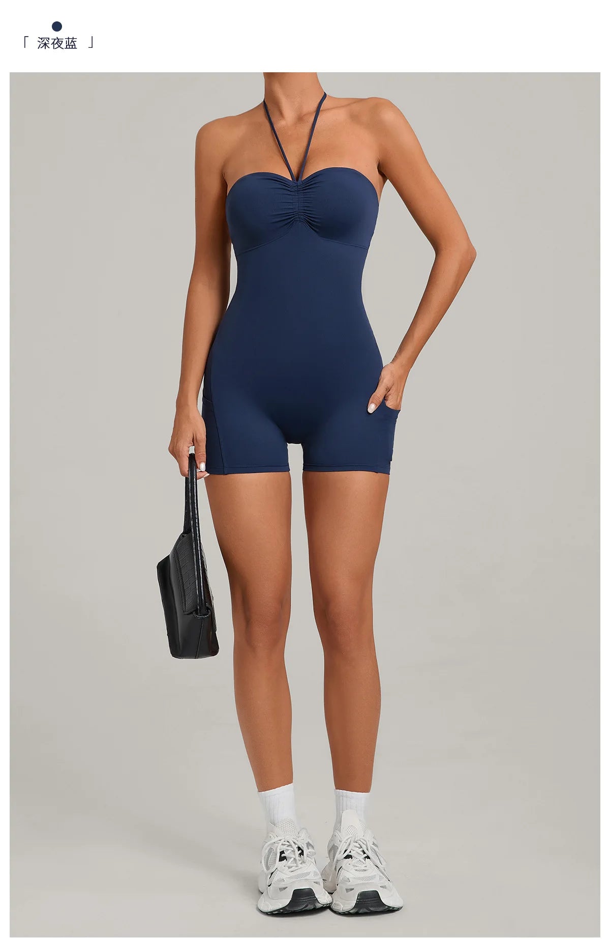 Outdoor Backless Yoga One Piece Suit Women Multiple Wearing Methods Sleeveless Slim Fit Pocket Stretch Sports Fitness Jumpsuit
