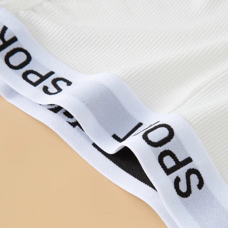 Fashion Letter Waistband Seamless Casual Short Panties Comfort Ribbed Ladies Boyshort Summer Daily Basic Stretch Underwear