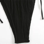 Sexy Backless One Piece Swimsuit Woman 2026 String Texture Swimwear Hollow Out Monokini High Cut Bathing Suit Deep V Neck Bather