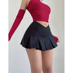 2024 Autumn Cute Aesthetic Y2k Micro Skirts High Waist Harajuku Streetwear Mini Skirt Sexy A-line V Waist Design Pleated Skirts