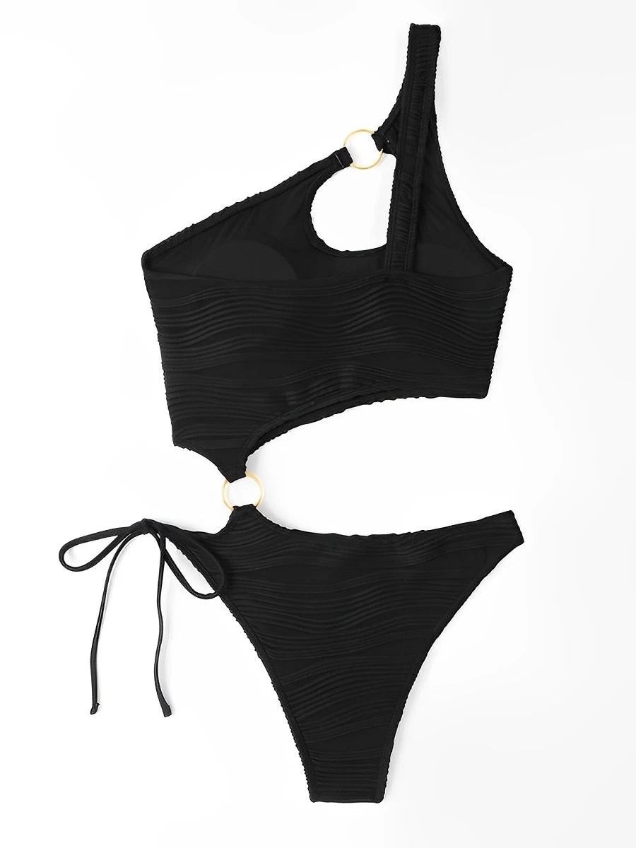 2026 One Shoulder Hollow Bodysuit One Piece Swimsuit Sexy Swimwear Women Bathing Suit Female Swimming Summer Beachwear Bodysuit